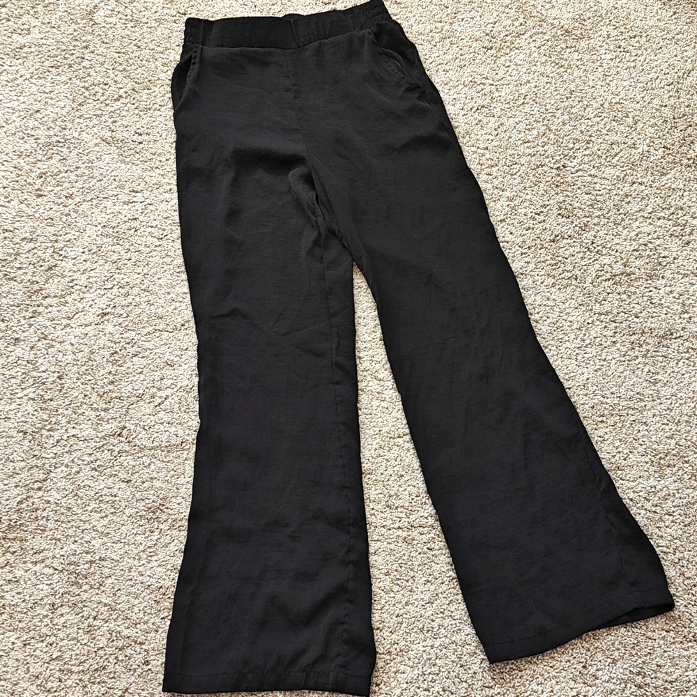 Women's silky black wide leg pants